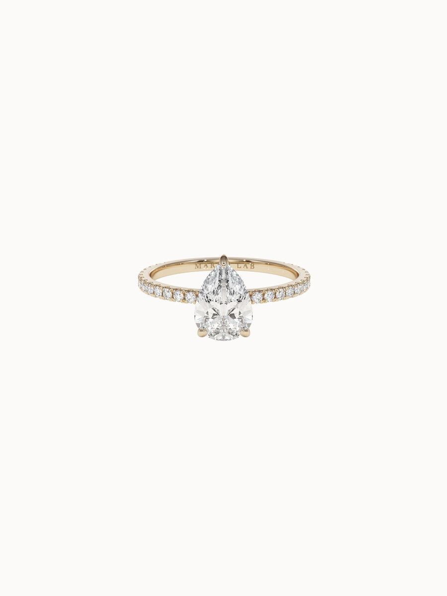 Solitaire-Diamond-Pear-Cut-Engagement-Ring-with-Pave-Band-Yellow-Gold-MARLII-LAB