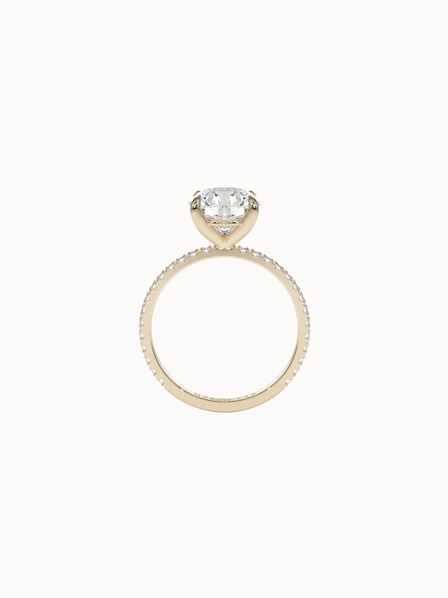 Solitaire-Diamond-Round-Cut-Engagement-Ring-with-Pave-Band-4-Claw-Yellow-Gold-MARLII-LAB