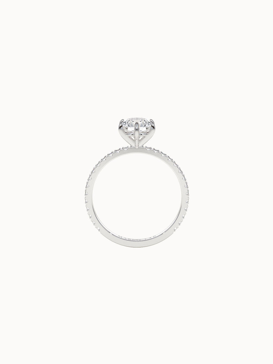 Solitaire-Diamond-Round-Cut-Engagement-Ring-with-Pave-Band-6-Claw-White-Gold-MARLII-LAB