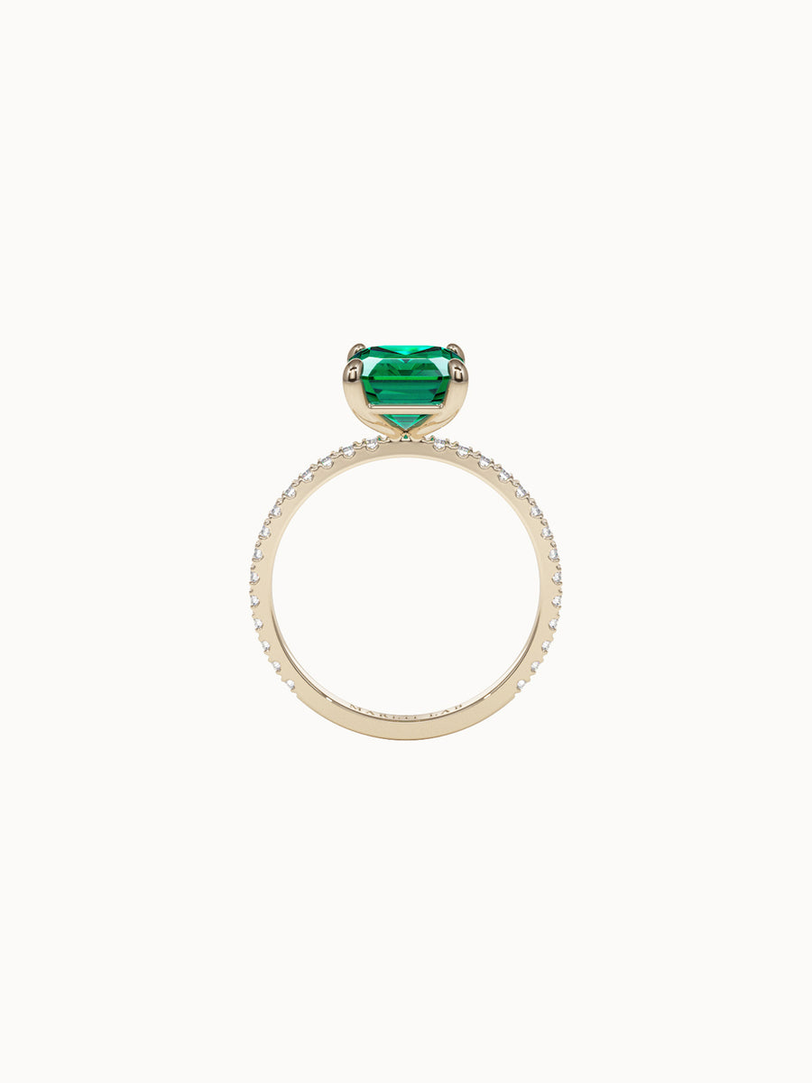 Solitaire-Emerald-Emerald-Cut-Engagement-Ring-with-Pave-Band-Yellow-Gold-MARLII-LAB