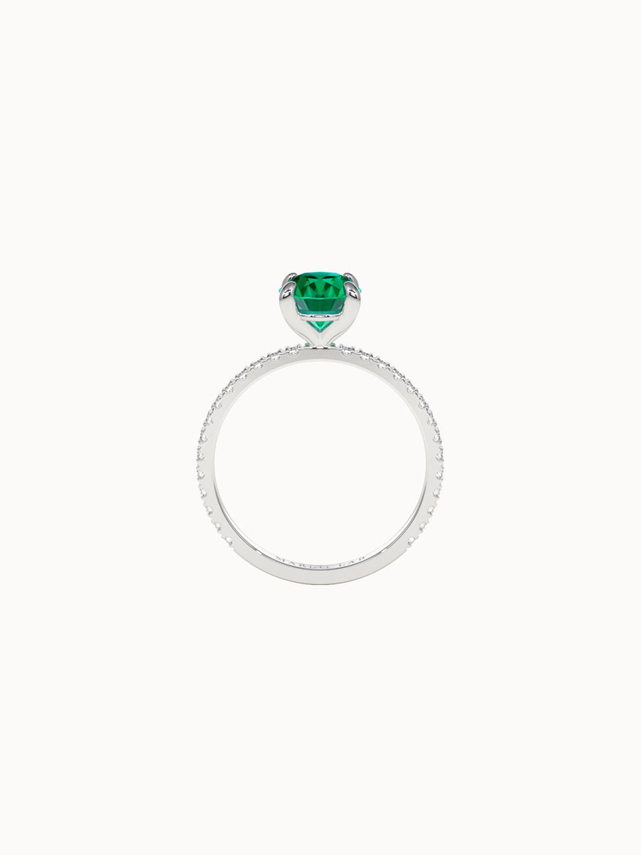 Solitaire-Emerald-Oval-Cut-Engagement-Ring-with-Pave-Band-White-Gold-MARLII-LAB