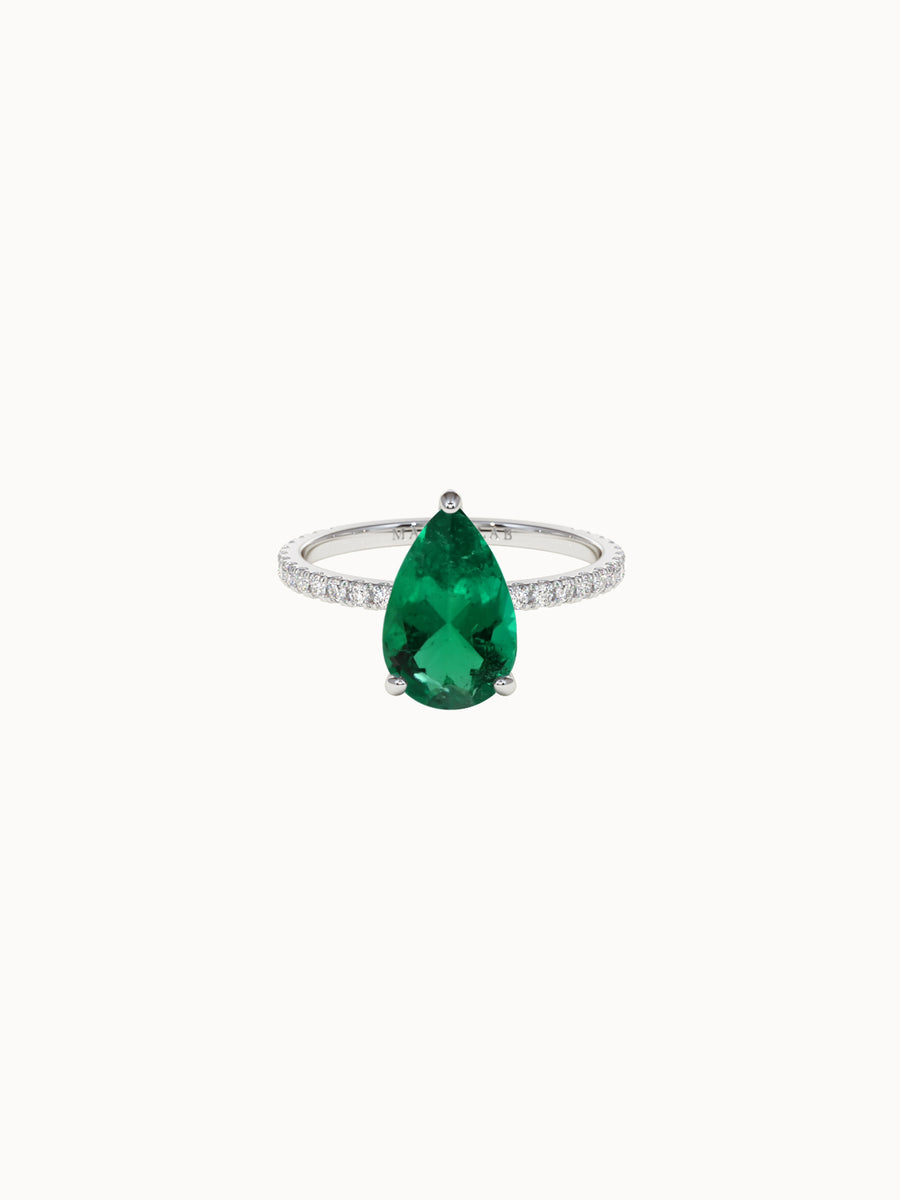 Solitaire-Emerald-Pear-Cut-Engagement-Ring-with-Pave-Band-White-Gold-MARLII-LAB