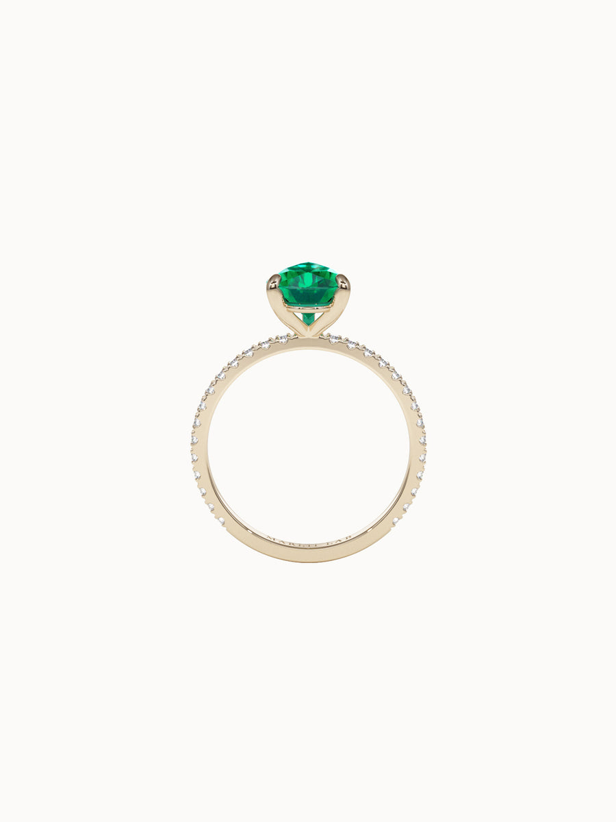 Solitaire-Emerald-Pear-Cut-Engagement-Ring-with-Pave-Band-Yellow-Gold-MARLII-LAB