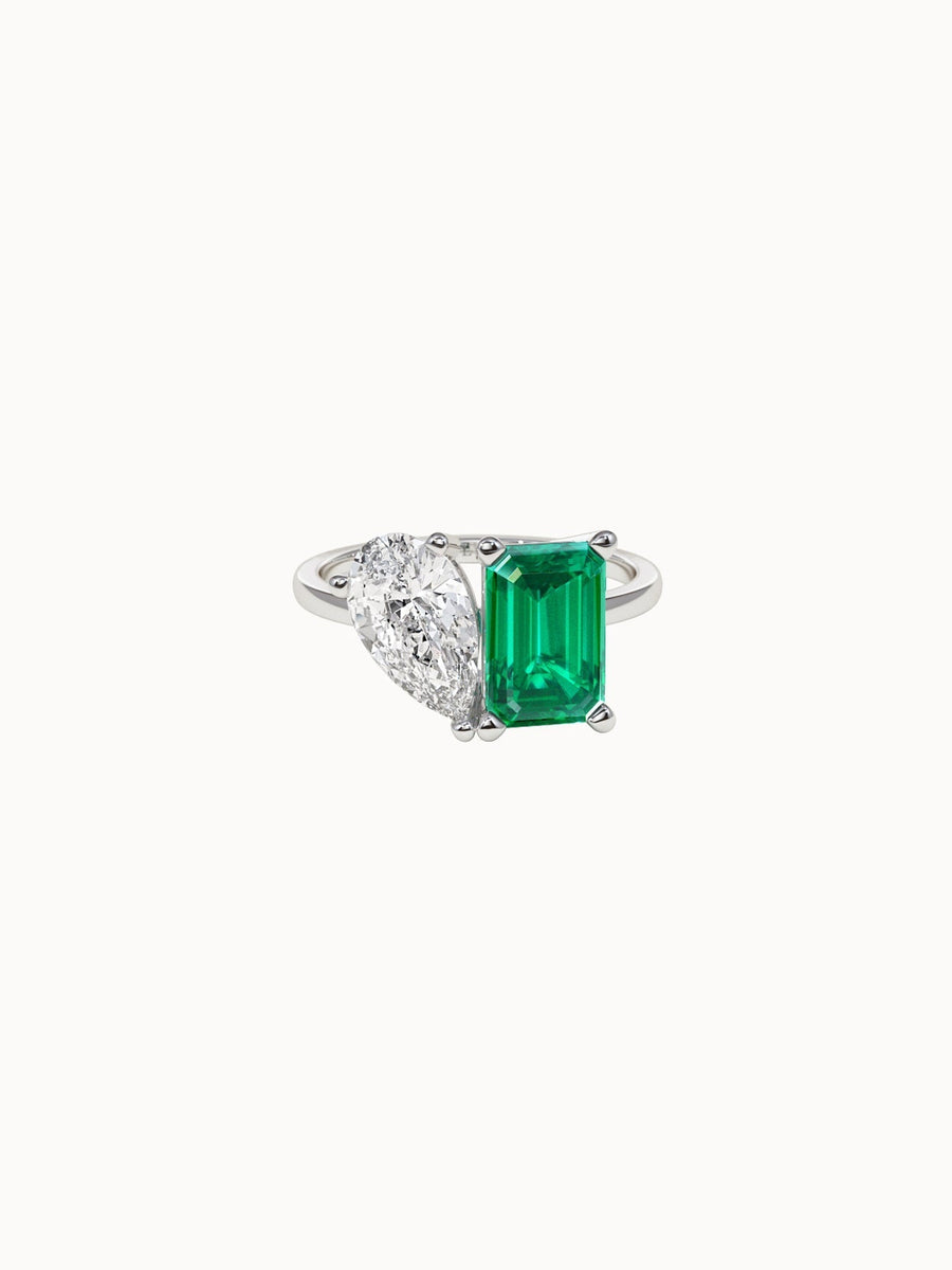 Toi-et-Moi-Emerald-and-Diamond-Engagement-Ring-Pear-and-Emerald-Cut-White-Gold-MARLII-LAB