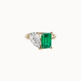      Toi-et-Moi-Emerald-and-Diamond-Engagement-Ring-Pear-and-Emerald-Cut-Yellow-Gold-MARLII-LAB
