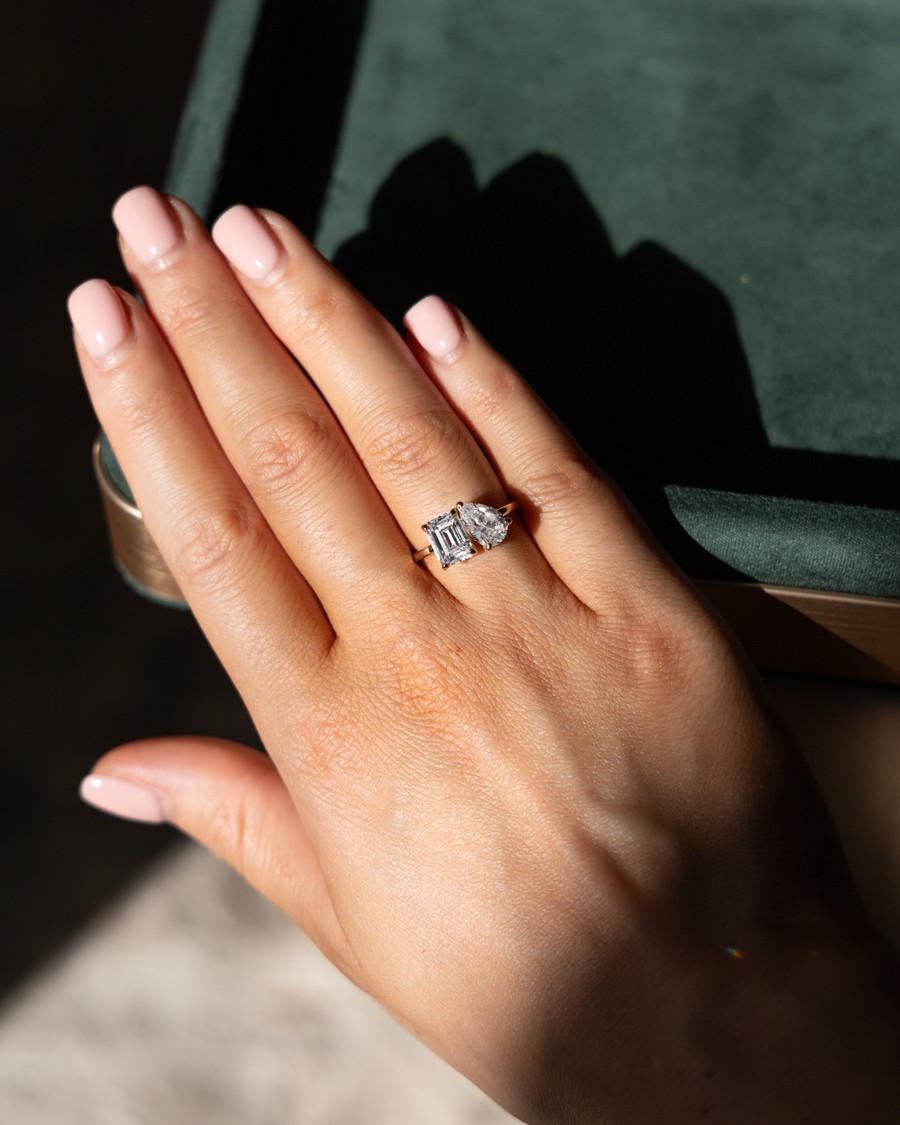 Unity Pear & Emerald Engagement Ring