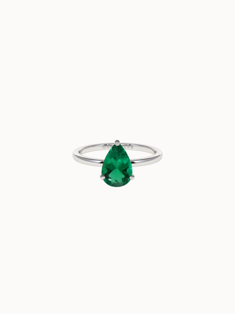Solitaire-Emerald-Pear-Cut-Engagement-Ring-White-Gold-MARLII-LAB