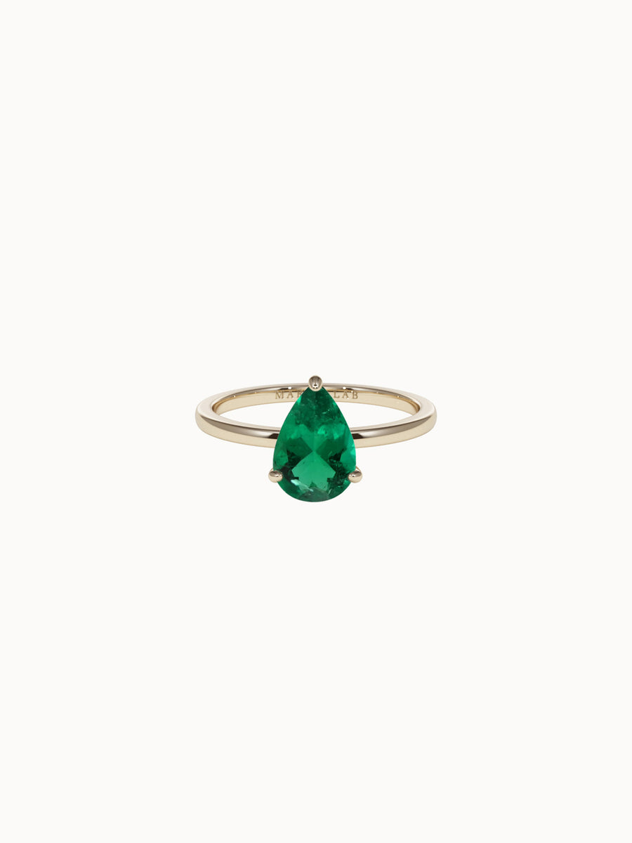 Solitaire-Pear-Cut-Emerald-Engagement-Ring-Yellow-Gold-MARLII-LAB